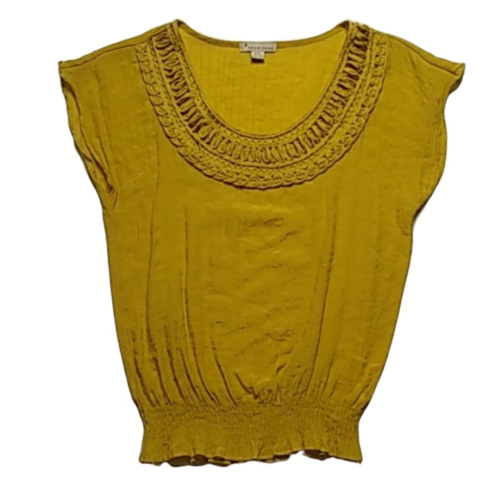 F21 Golden Rod Braided Neckline Cap Sleeve